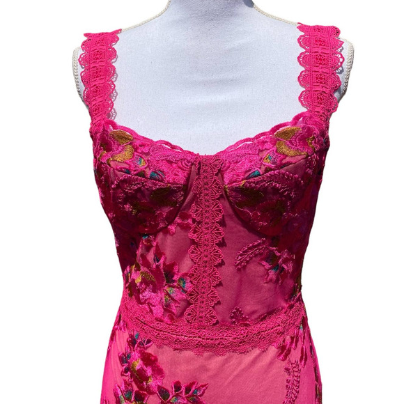 Bronx and Banco Eva Midi Dress Fuchsia Pink Lace Floral Women's 2 - Picture 8 of 12